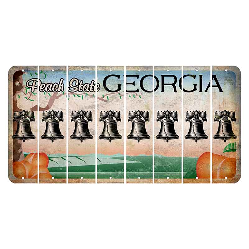 Georgia Peach State Cut License Plate Strips (Set of 8) Liberty Bell