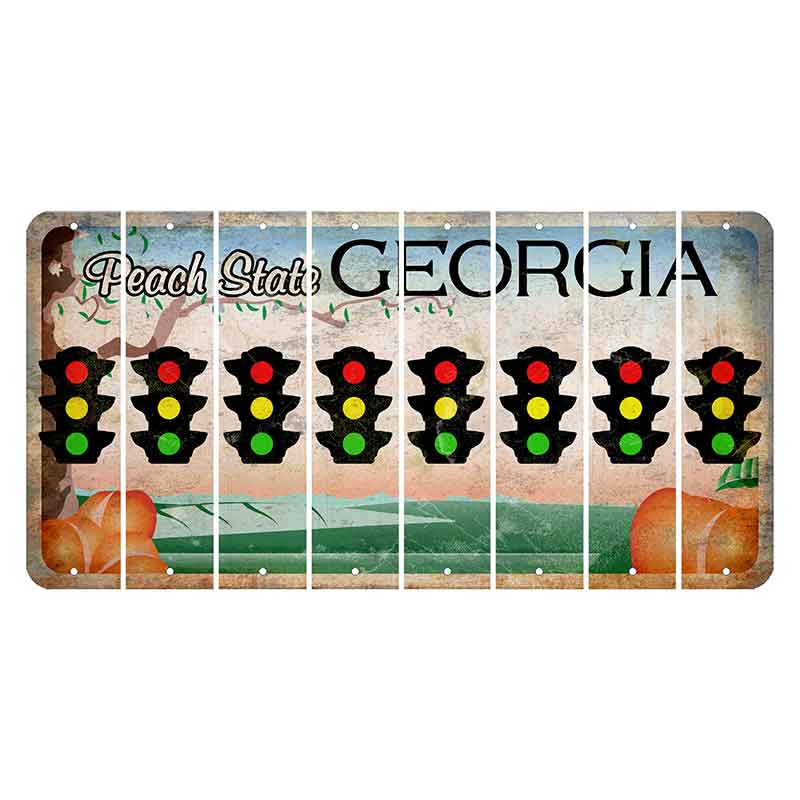 Georgia Peach State Cut License Plate Strips (Set of 8)