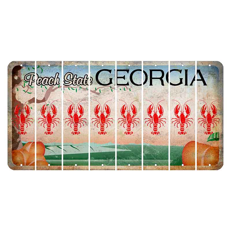Georgia Peach State Cut License Plate Strips (Set of 8) Lobster