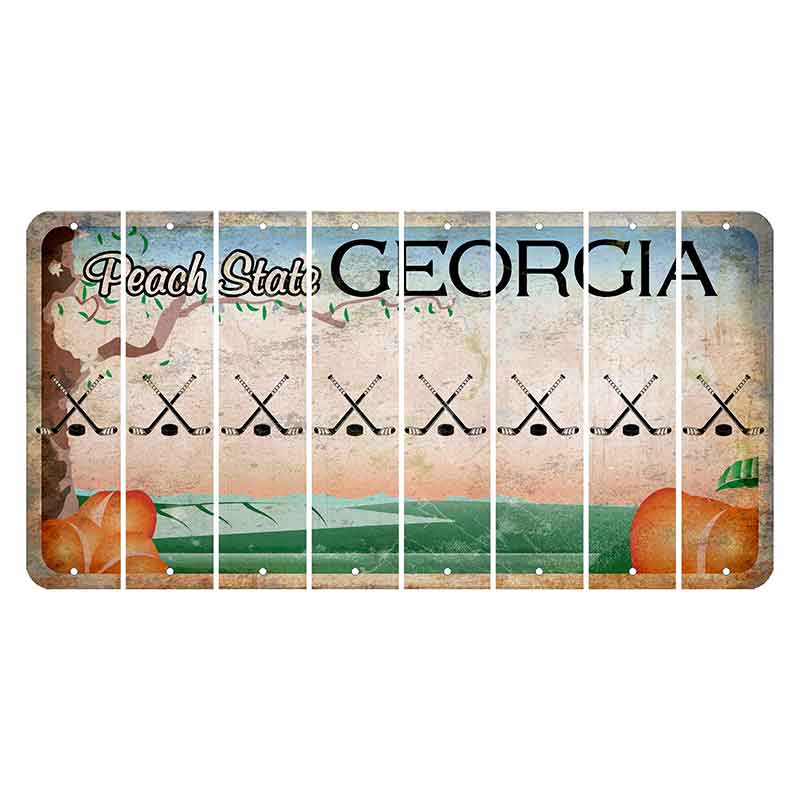 Georgia Peach State Cut License Plate Strips (Set of 8) Hockey