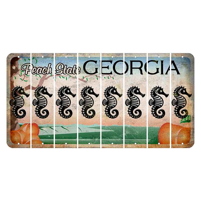 Georgia Peach State Cut License Plate Strips (Set of 8) Seahorse