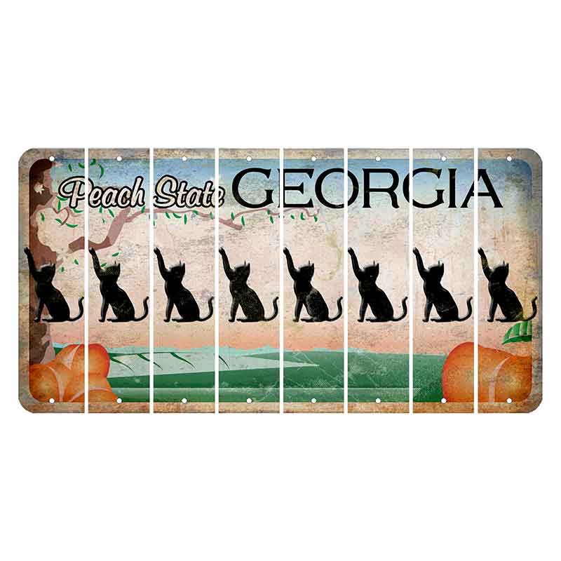 Georgia Peach State Cut License Plate Strips (Set of 8) Cat