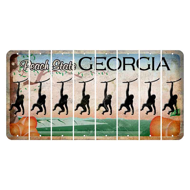Georgia Peach State Cut License Plate Strips (Set of 8) Monkey