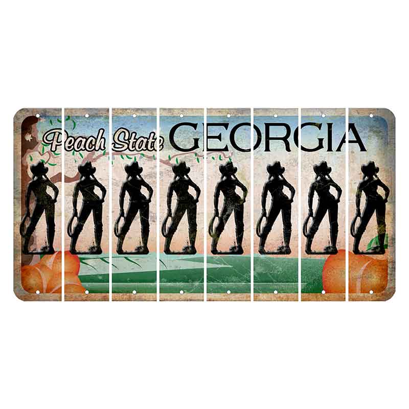 Georgia Peach State Cut License Plate Strips (Set of 8) Cowgirl