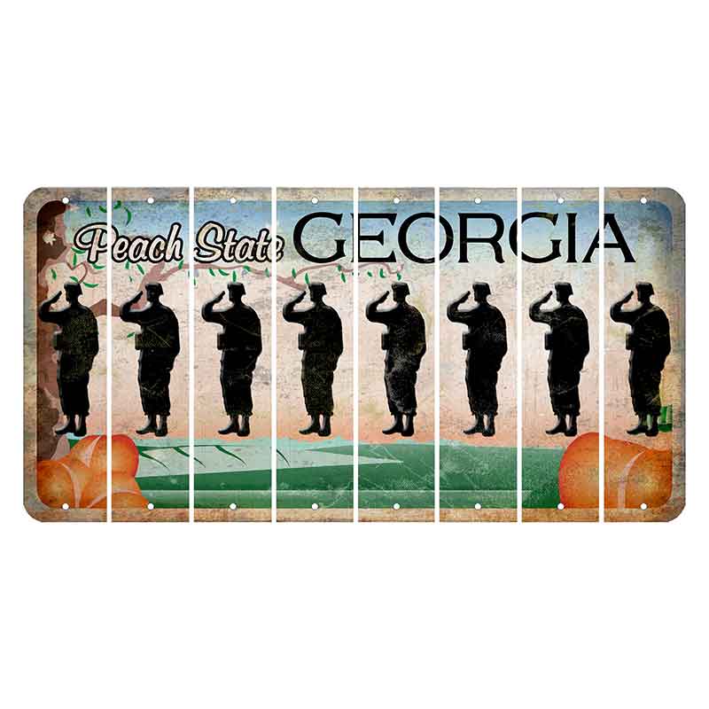 Georgia Peach State Cut License Plate Strips (Set of 8)