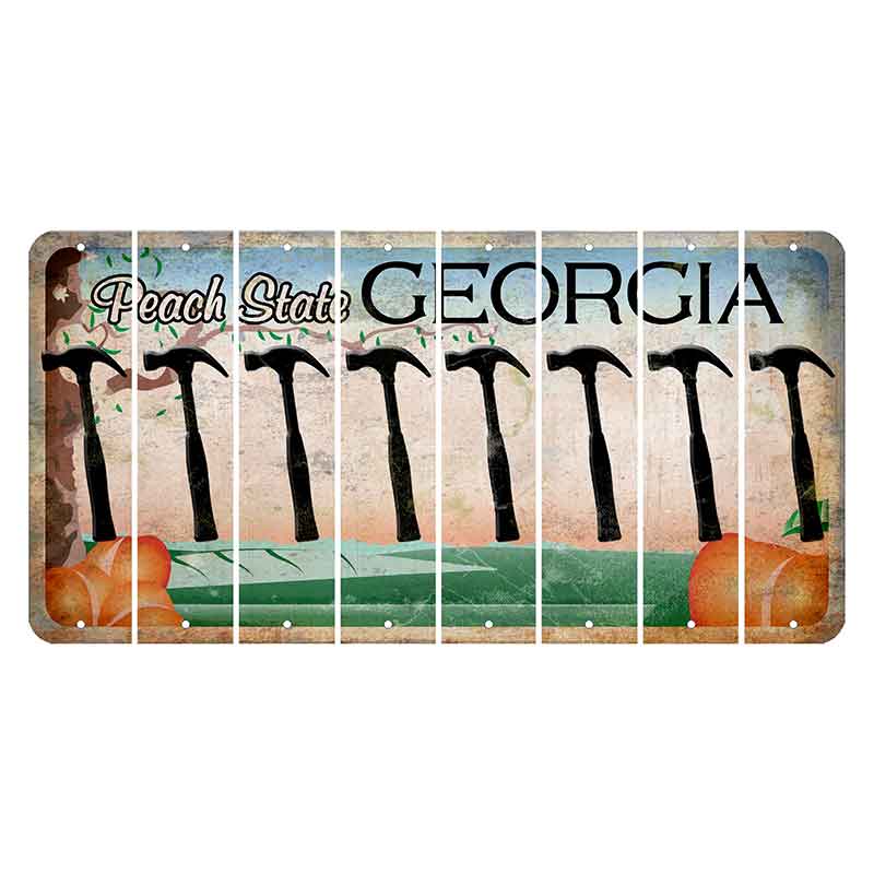 Georgia Peach State Cut License Plate Strips (Set of 8) Hammer