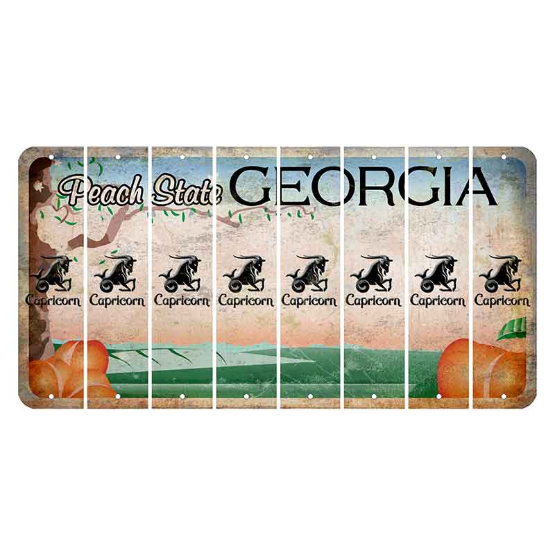 Georgia Peach State Cut License Plate Strips (Set of 8) Zodiac Sign - Capricorn