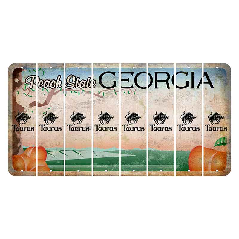 Georgia Peach State Cut License Plate Strips (Set of 8) Zodiac Sign - Taurus