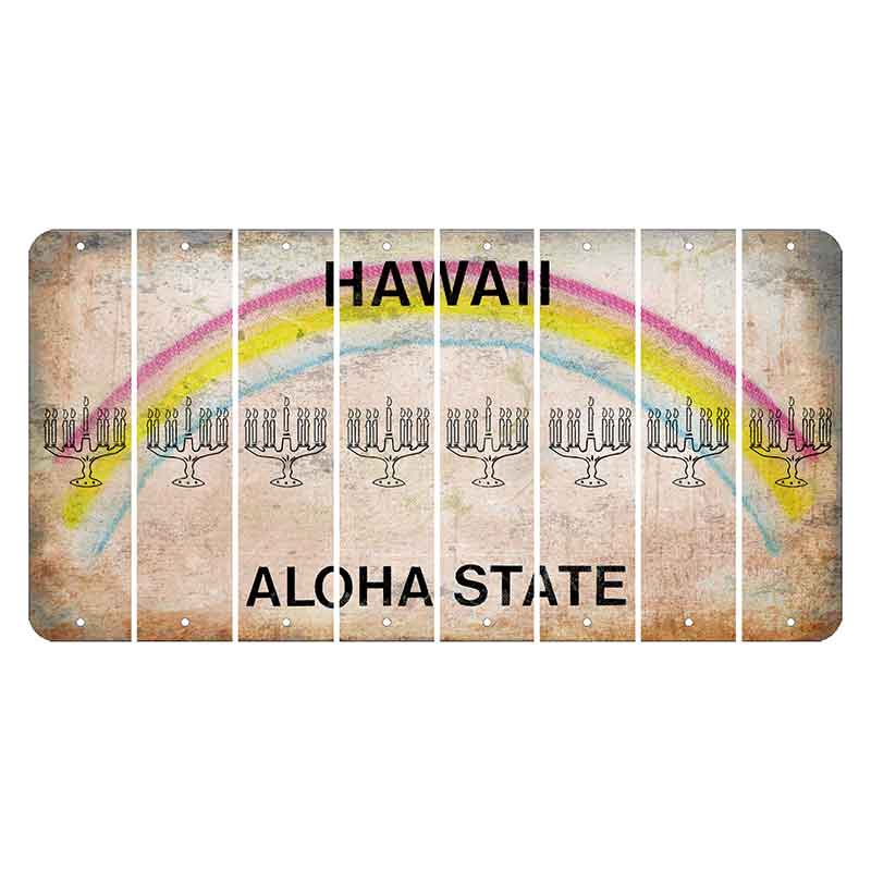 Hawaii Rainbow Cut License Plate Strips (Set of 8) Menorah