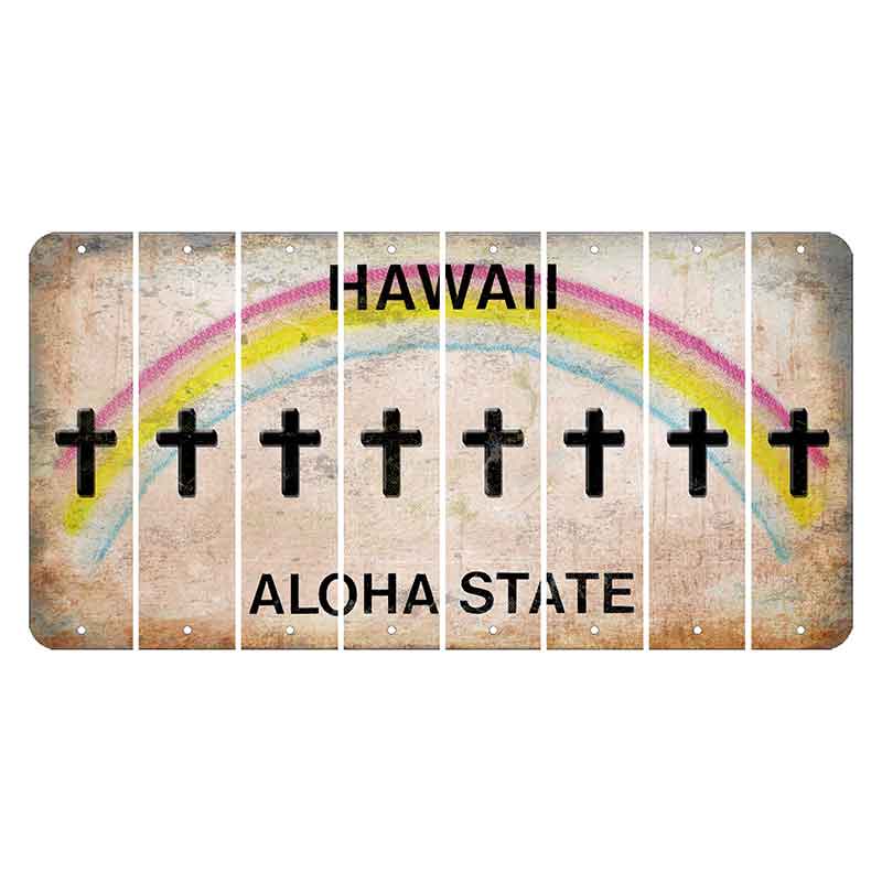 Hawaii Rainbow Cut License Plate Strips (Set of 8) Cross