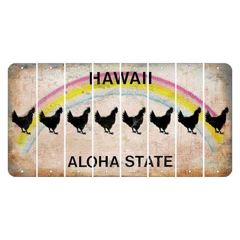 Hawaii Rainbow Cut License Plate Strips (Set of 8) Chicken