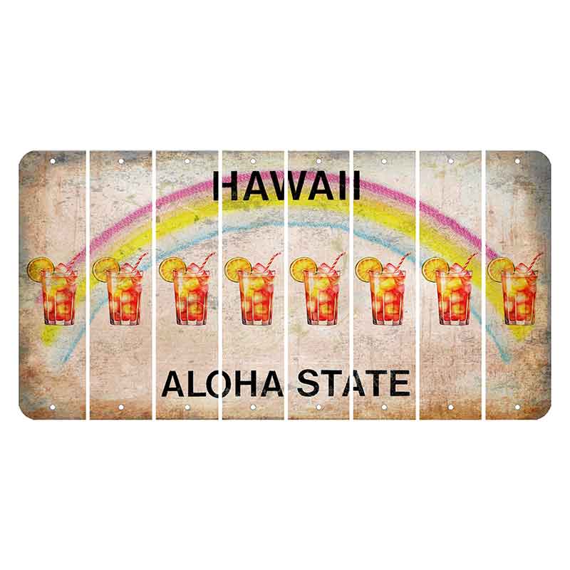 Hawaii Rainbow Cut License Plate Strips (Set of 8) Cocktail