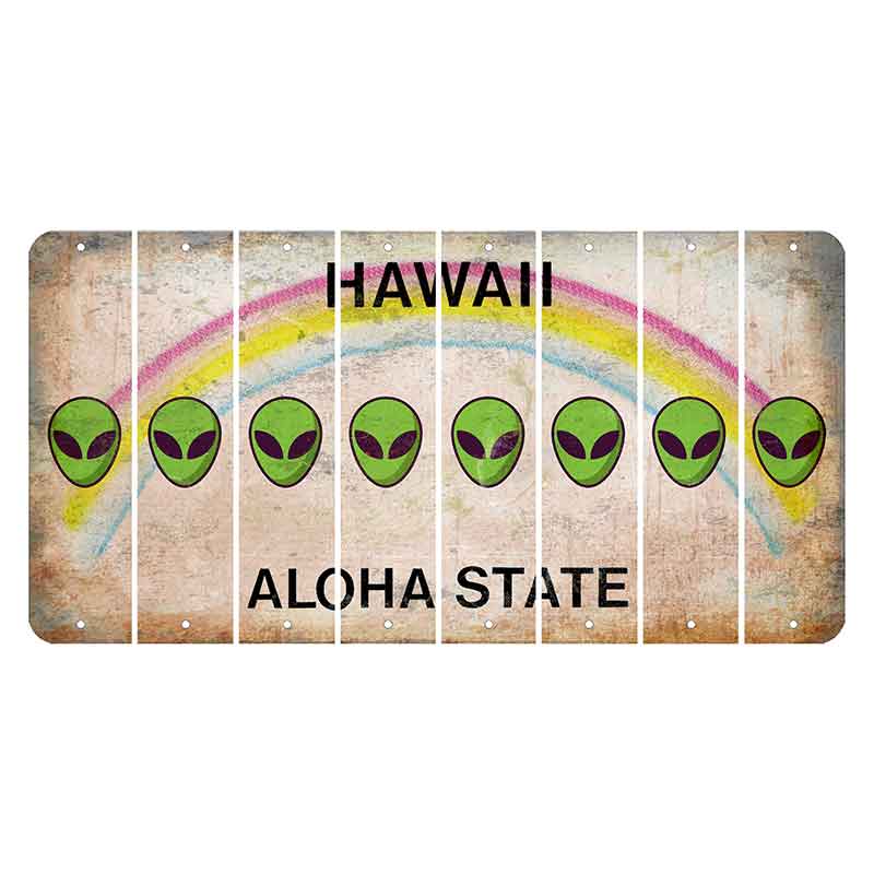Hawaii Rainbow Cut License Plate Strips (Set of 8) Alien