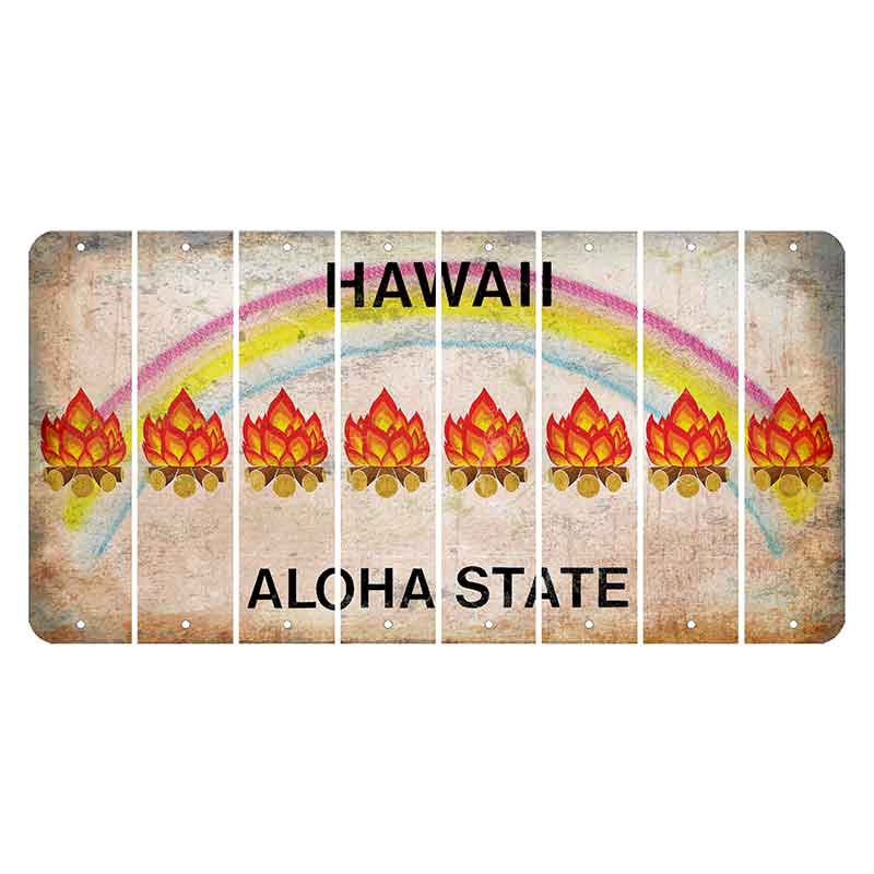 Hawaii Rainbow Cut License Plate Strips (Set of 8) Campfire