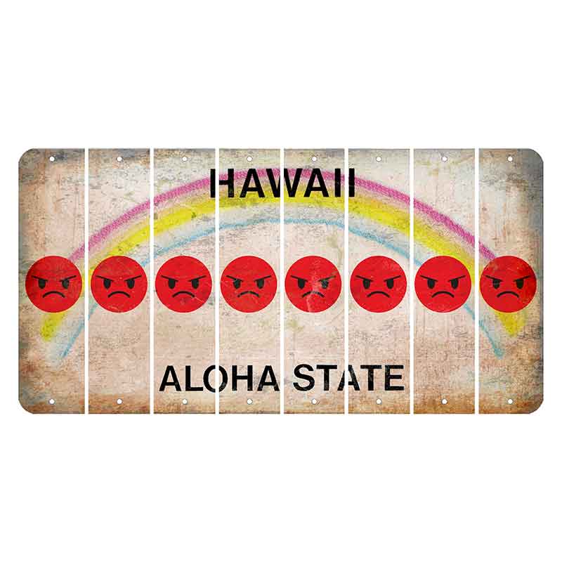 Hawaii Rainbow Cut License Plate Strips (Set of 8) Emoji - Angry