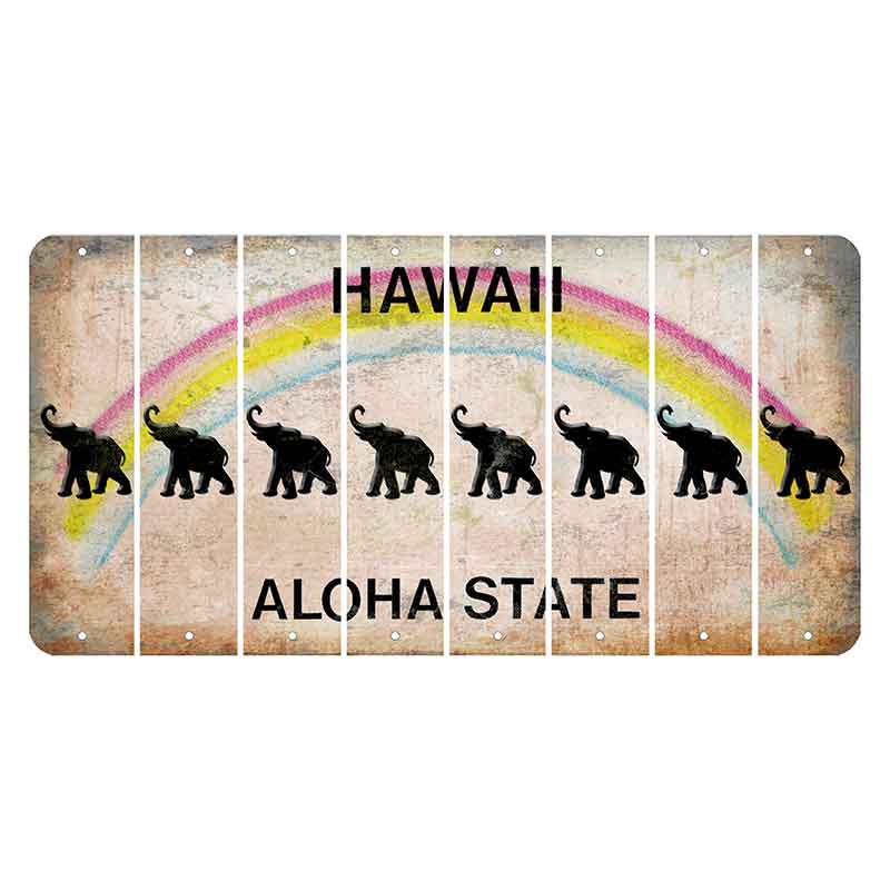 Hawaii Rainbow Cut License Plate Strips (Set of 8) Elephant