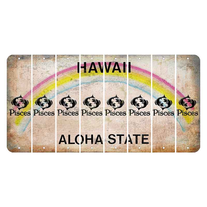 Hawaii Rainbow Cut License Plate Strips (Set of 8) Zodiac Sign - Libra