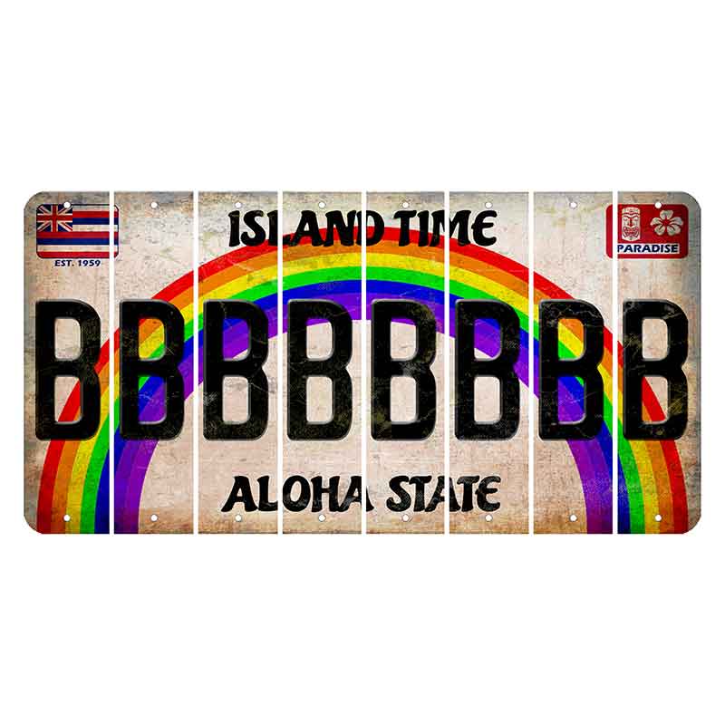 Hawaii Rainbow Island Time Cut License Plate Strips (Set of 8)