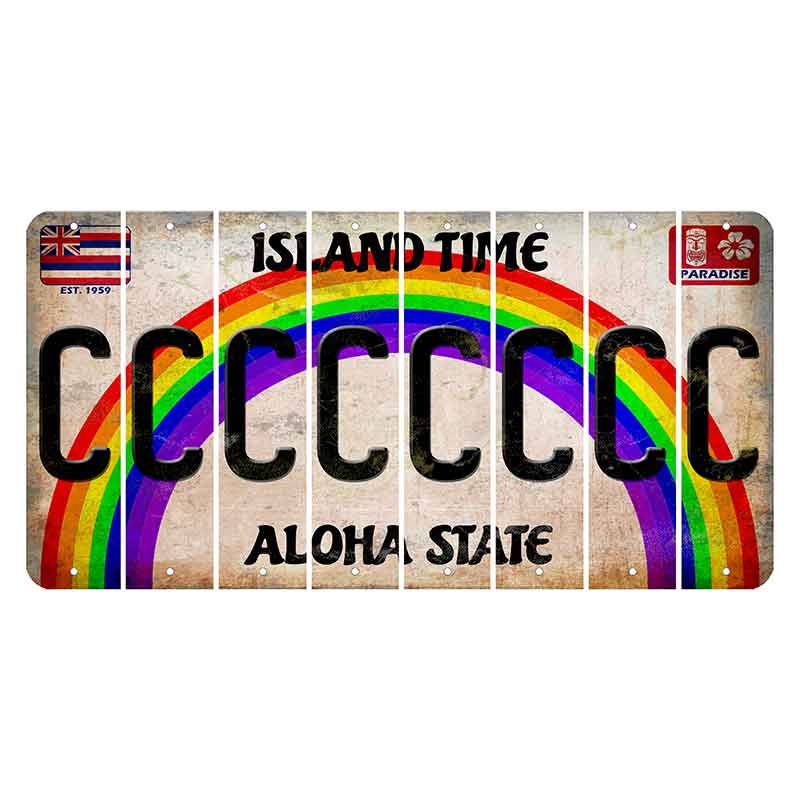 Hawaii Rainbow Island Time Cut License Plate Strips (Set of 8)