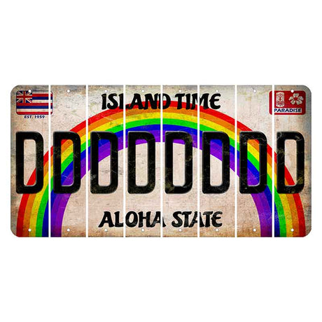 Hawaii Rainbow Island Time Cut License Plate Strips (Set of 8)