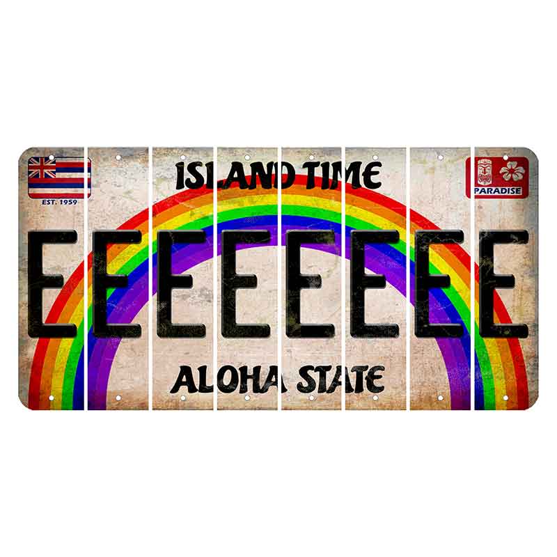 Hawaii Rainbow Island Time Cut License Plate Strips (Set of 8)