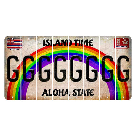 Hawaii Rainbow Island Time Cut License Plate Strips (Set of 8)