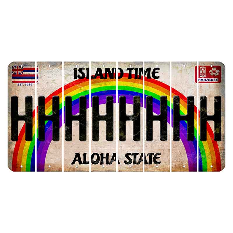 Hawaii Rainbow Island Time Cut License Plate Strips (Set of 8)