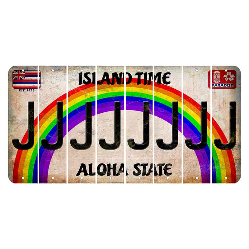 Hawaii Rainbow Island Time Cut License Plate Strips (Set of 8)