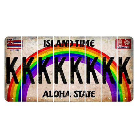 Hawaii Rainbow Island Time Cut License Plate Strips (Set of 8)