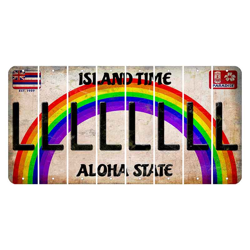 Hawaii Rainbow Island Time Cut License Plate Strips (Set of 8)