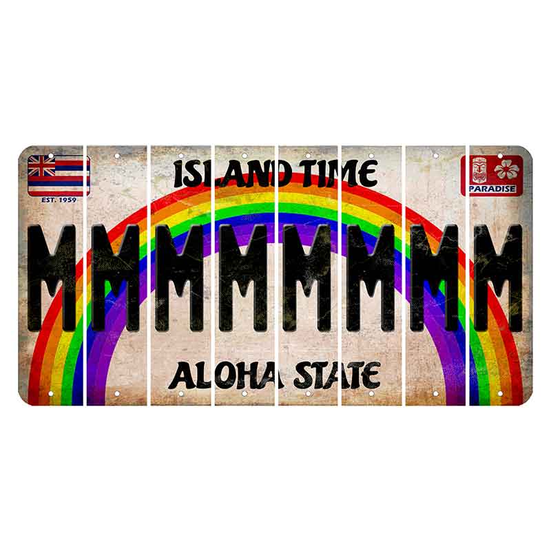 Hawaii Rainbow Island Time Cut License Plate Strips (Set of 8)