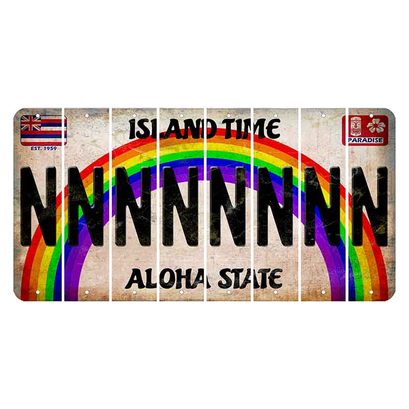 Hawaii Rainbow Island Time Cut License Plate Strips (Set of 8)