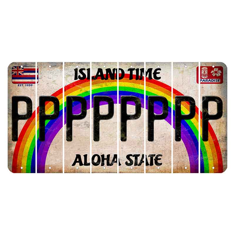 Hawaii Rainbow Island Time Cut License Plate Strips (Set of 8)