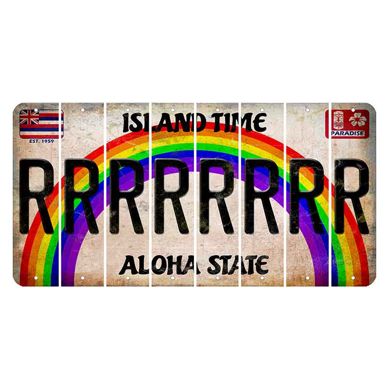 Hawaii Rainbow Island Time Cut License Plate Strips (Set of 8)