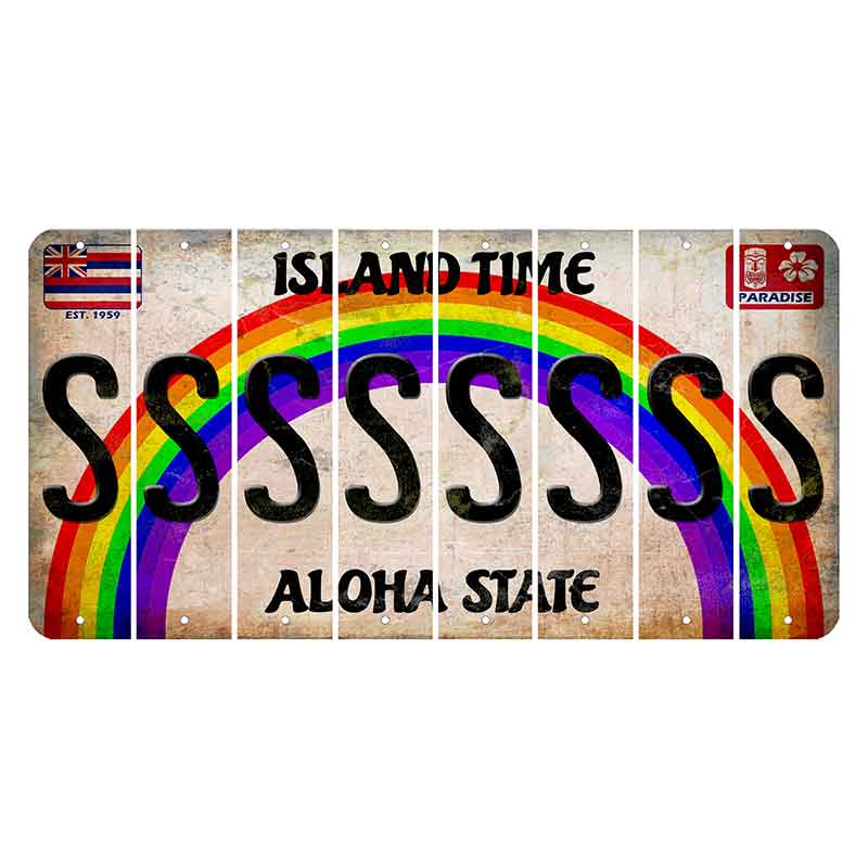 Hawaii Rainbow Island Time Cut License Plate Strips (Set of 8)