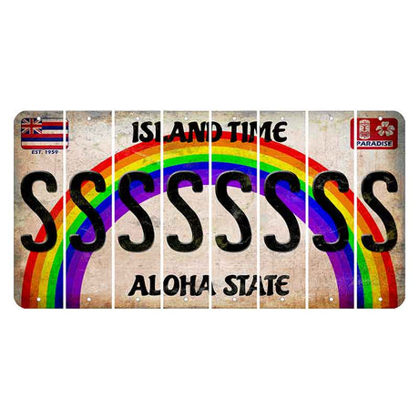 Hawaii Rainbow Island Time Cut License Plate Strips (Set of 8)