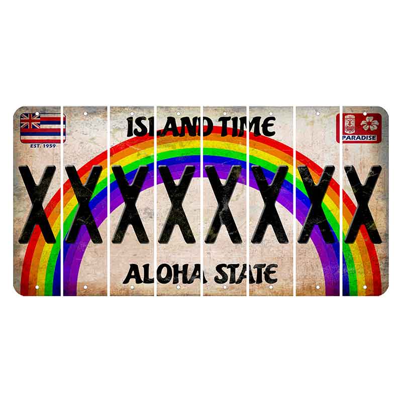 Hawaii Rainbow Island Time Cut License Plate Strips (Set of 8)