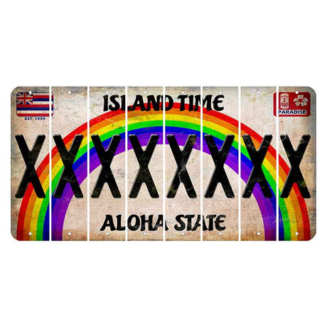 Hawaii Rainbow Island Time Cut License Plate Strips (Set of 8)