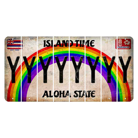 Hawaii Rainbow Island Time Cut License Plate Strips (Set of 8)