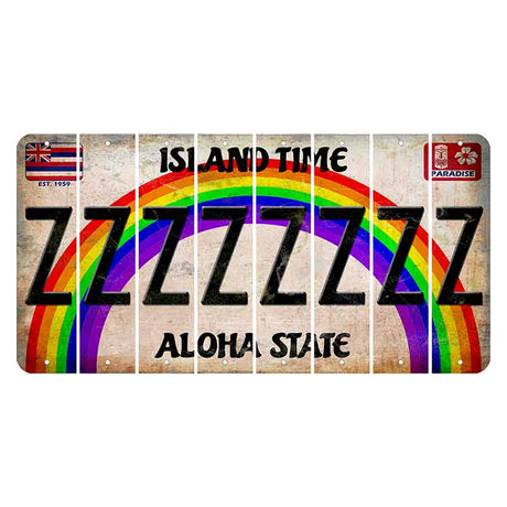 Hawaii Rainbow Island Time Cut License Plate Strips (Set of 8)