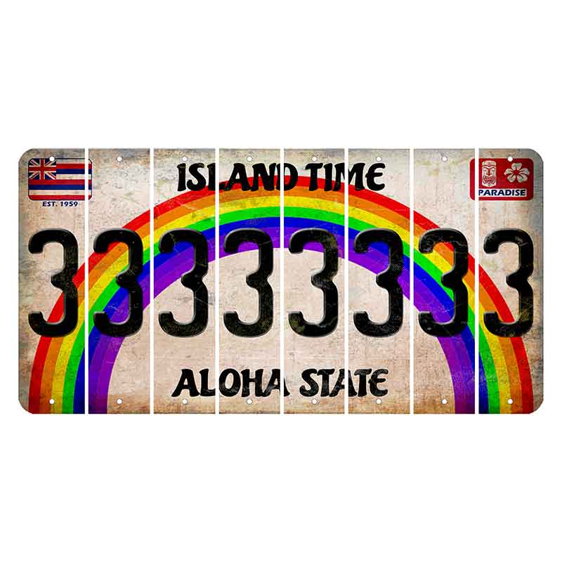 Hawaii Rainbow Island Time Cut License Plate Strips (Set of 8)