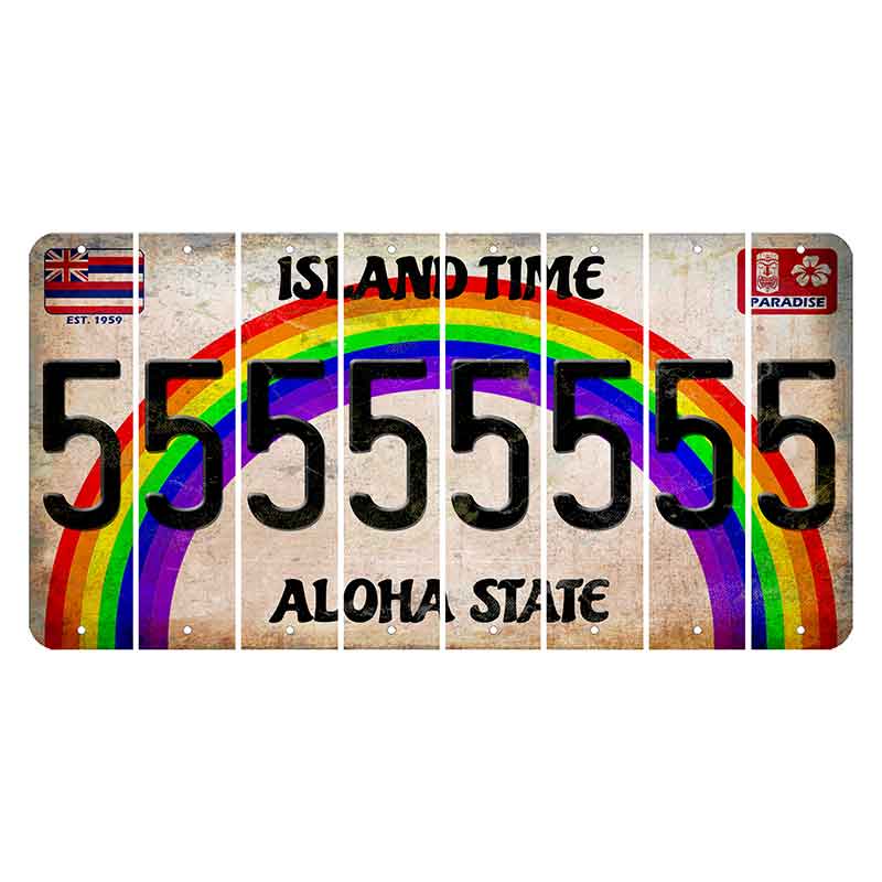 Hawaii Rainbow Island Time Cut License Plate Strips (Set of 8)