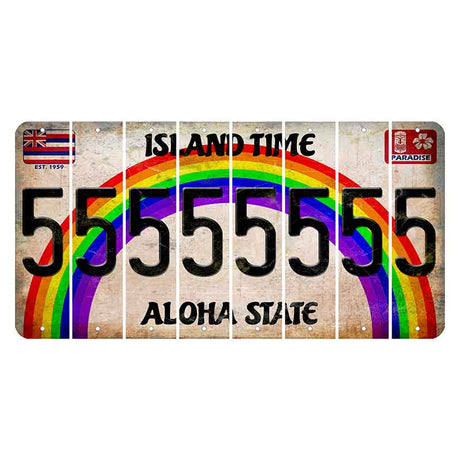 Hawaii Rainbow Island Time Cut License Plate Strips (Set of 8)