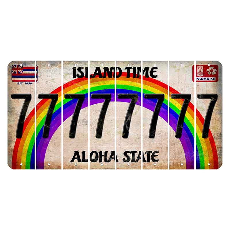 Hawaii Rainbow Island Time Cut License Plate Strips (Set of 8)