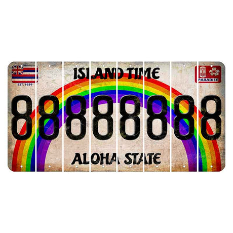 Hawaii Rainbow Island Time Cut License Plate Strips (Set of 8)