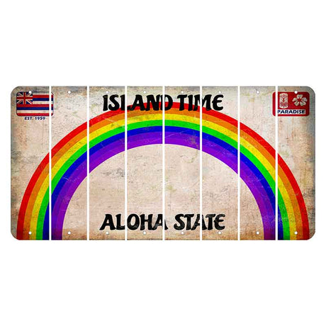 Hawaii Rainbow Island Time Cut License Plate Strips (Set of 8)