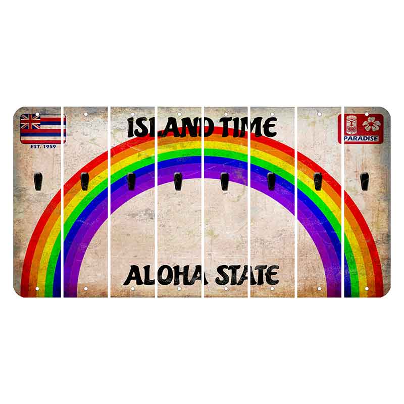 Hawaii Rainbow Island Time Cut License Plate Strips (Set of 8)