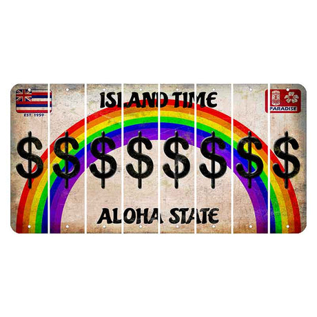 Hawaii Rainbow Island Time Cut License Plate Strips (Set of 8)