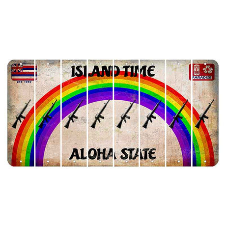 Hawaii Rainbow Island Time Cut License Plate Strips (Set of 8)