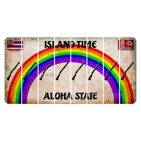 Hawaii Rainbow Island Time Cut License Plate Strips (Set of 8)